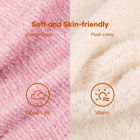 Women's Light Pink Winter Warm Non Slip Knit Memory Foam Slipper Bootie Shoes - Picture 3 of 6